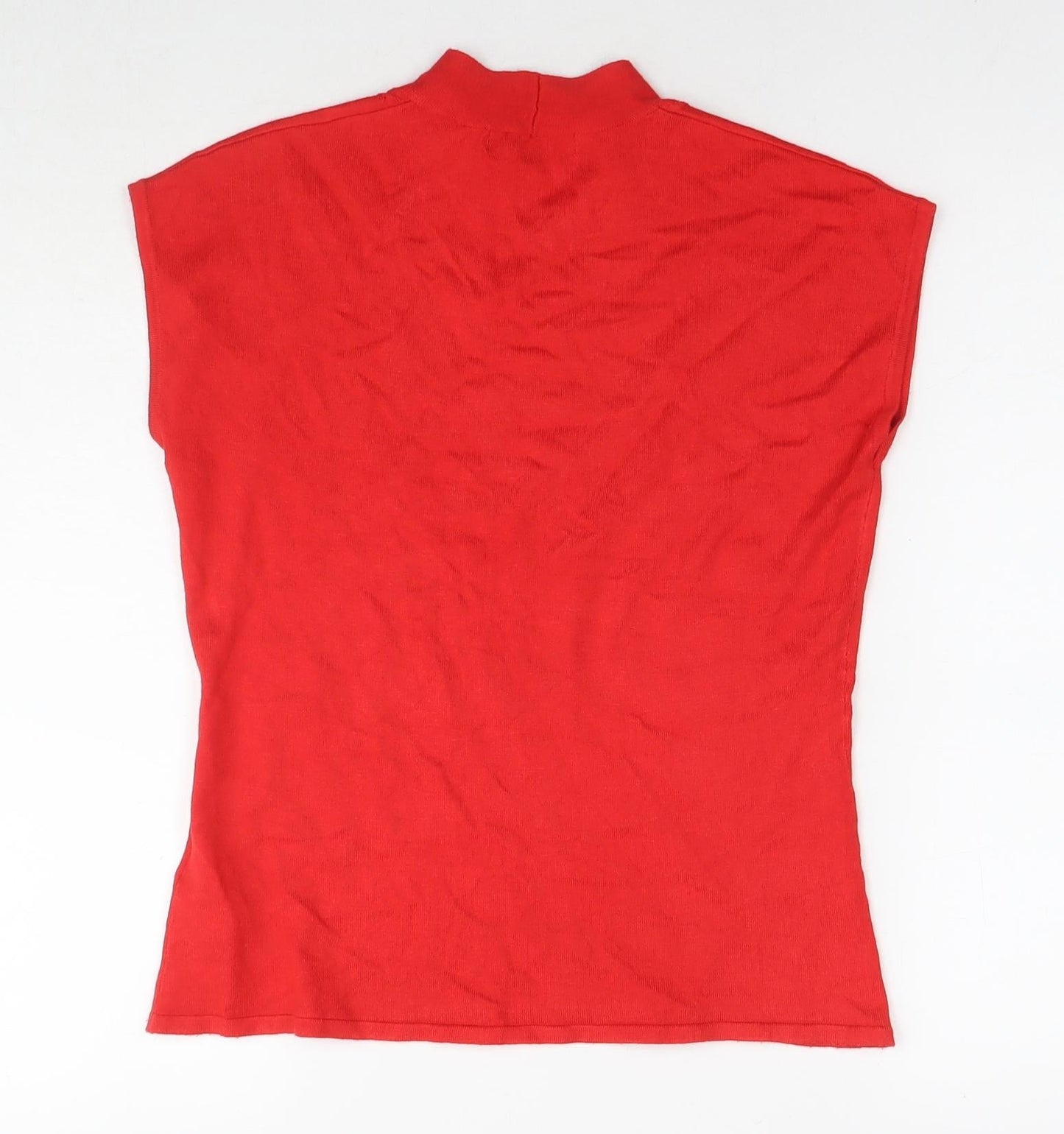 Marks and Spencer Womens Red Round Neck Viscose Vest Jumper Size 12