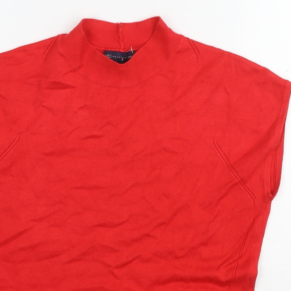 Marks and Spencer Womens Red Round Neck Viscose Vest Jumper Size 12