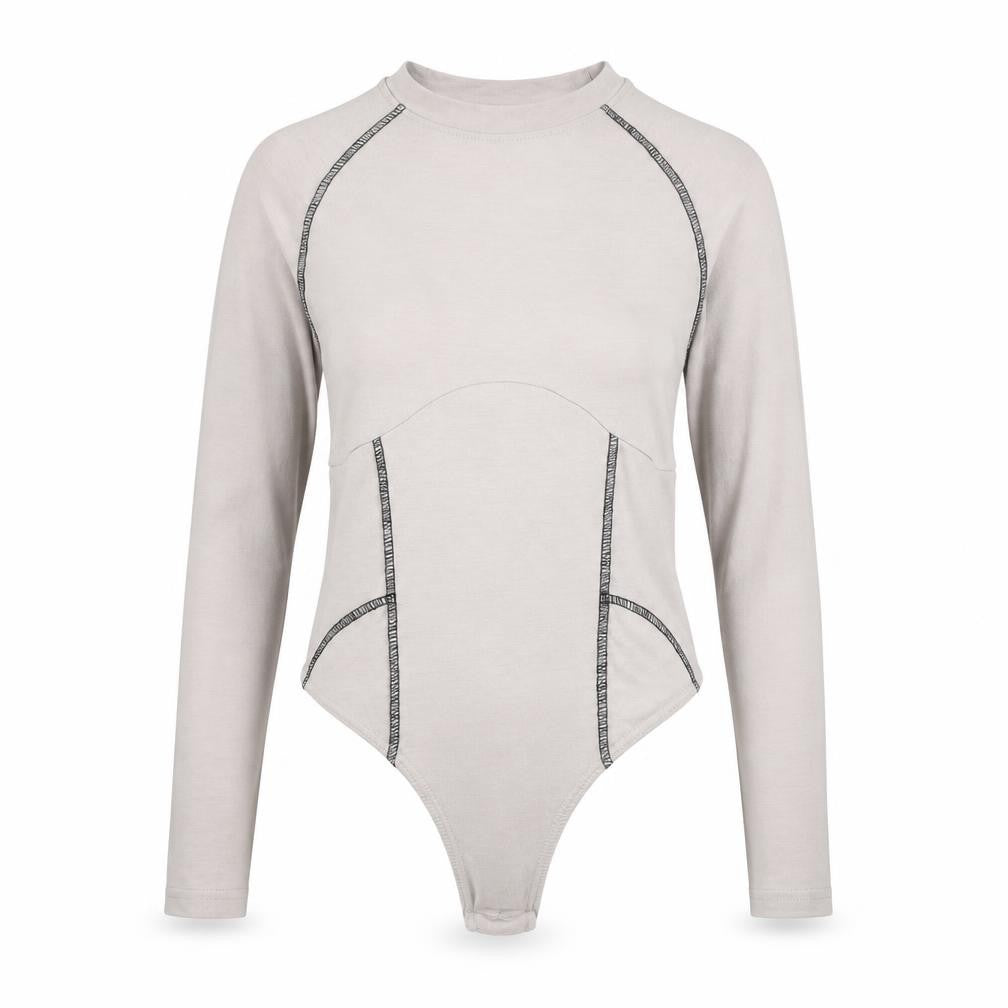 PRETTYLITTLETHING Womens Beige Polyester Bodysuit One-Piece Size 10 Snap