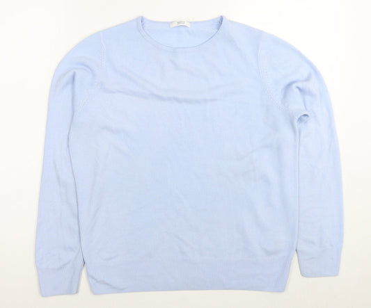 Marks and Spencer Womens Blue Round Neck Acrylic Pullover Jumper Size 12