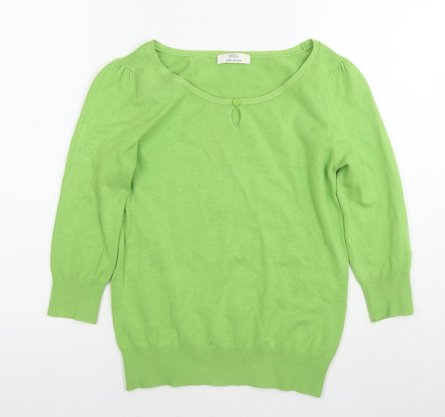 Marks and Spencer Womens Green Round Neck Viscose Pullover Jumper Size 8