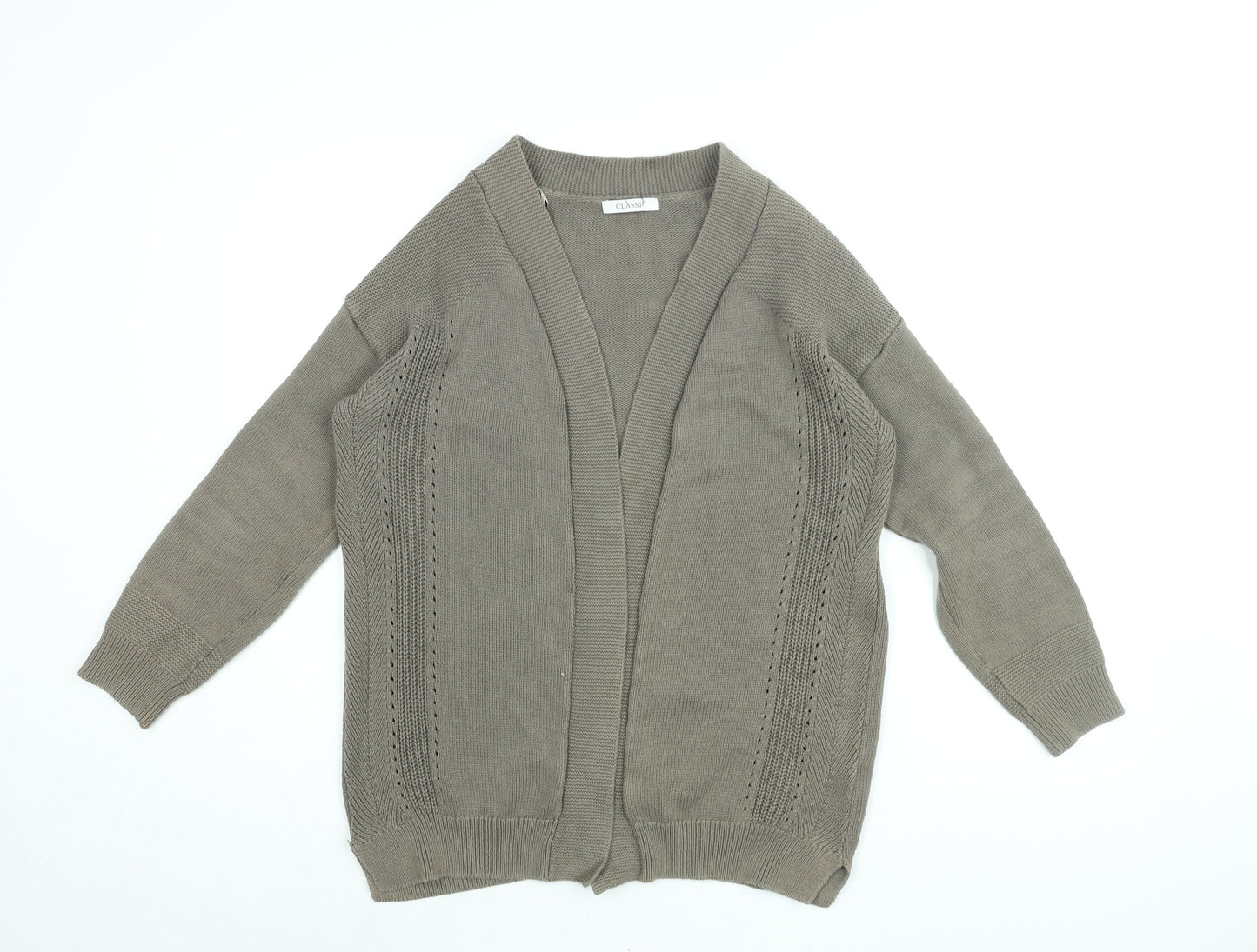 Marks and Spencer Womens Brown V-Neck Cotton Cardigan Jumper Size 12