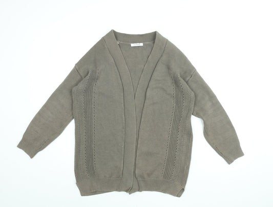 Marks and Spencer Womens Brown V-Neck Cotton Cardigan Jumper Size 12