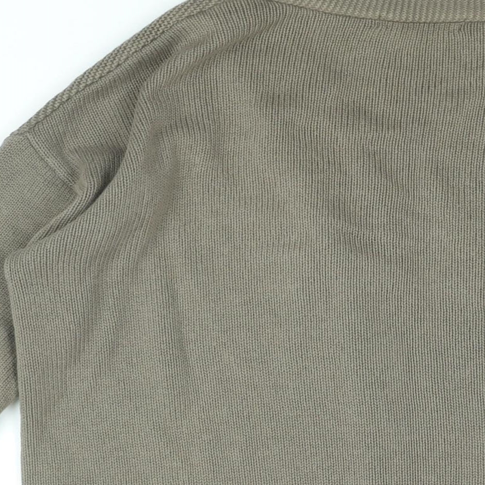 Marks and Spencer Womens Brown V-Neck Cotton Cardigan Jumper Size 12