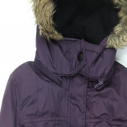 Hawke & Co Womens Purple Overcoat Coat Size S Zip