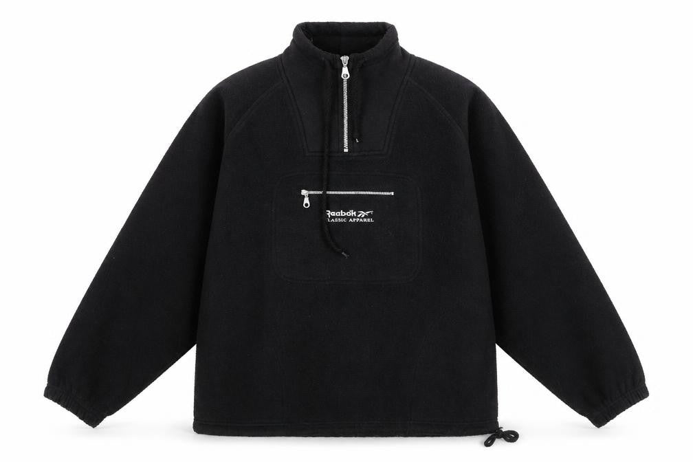 Reebok Womens Black Polyester Pullover Sweatshirt Size 10 Zip - Reebok Classic Apparel