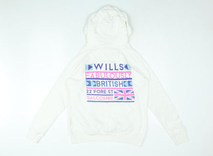 Jack Wills Womens White Cotton Pullover Hoodie Size 12 Pullover - Jack Wills Fabulously British