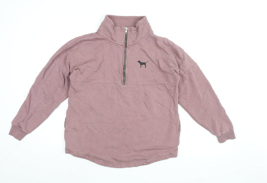 PINK Womens Pink Cotton Pullover Sweatshirt Size S Zip