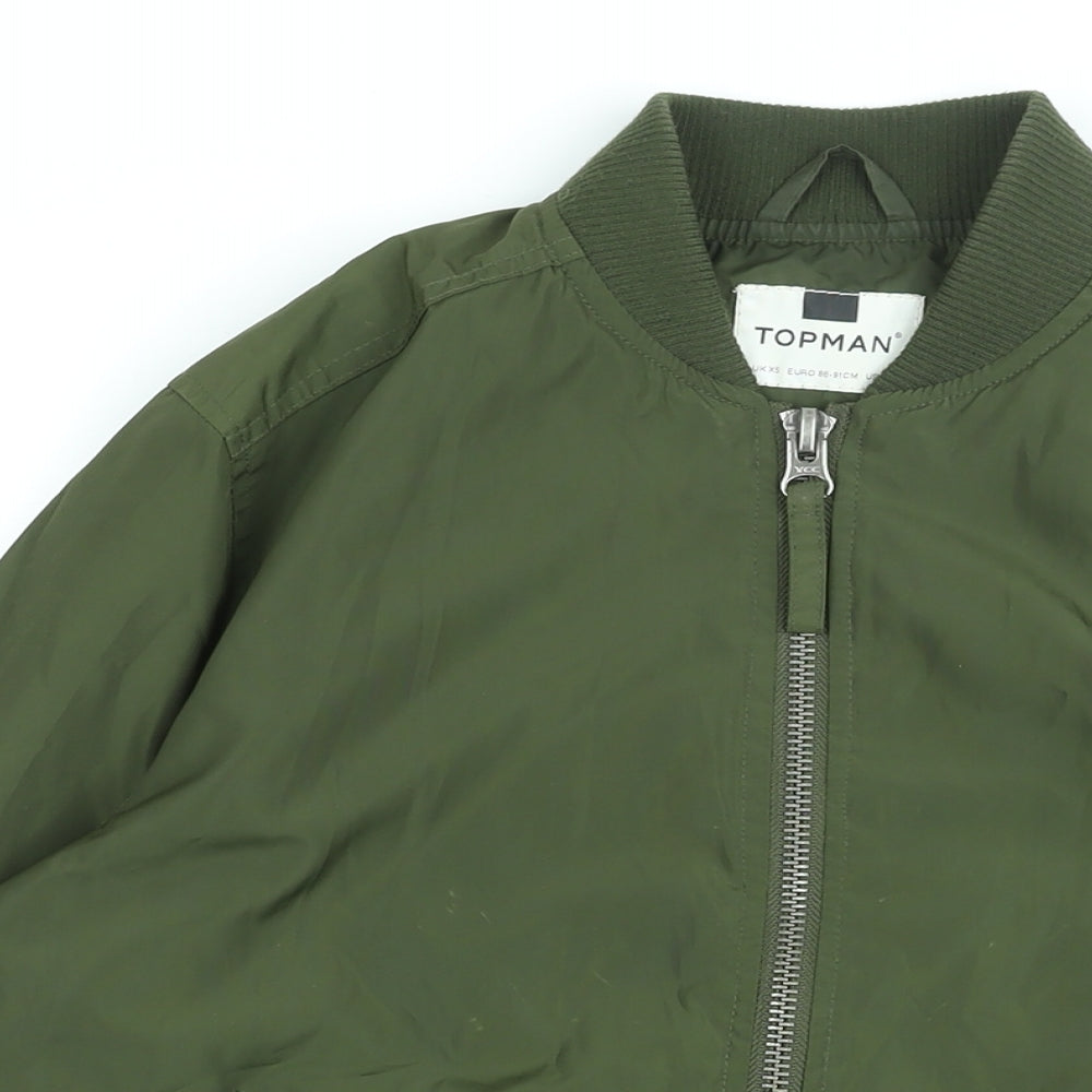 Topman Mens Green Bomber Jacket Jacket Size XS Zip