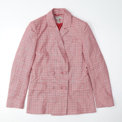 Additional front view of ASOS Women’s Red Plaid Double-Breasted Jacket UK 12
