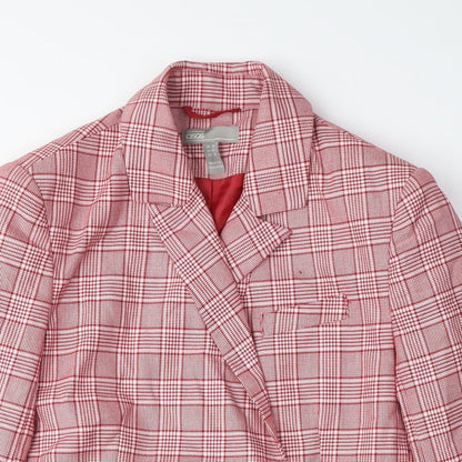 Close-up detail of ASOS Women’s Red Plaid Double-Breasted Jacket UK 12