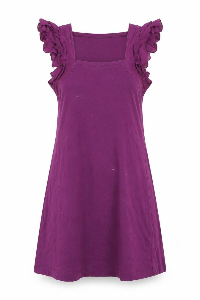 French Connection Womens Purple Cotton A-Line Size 6 Square Neck Pullover