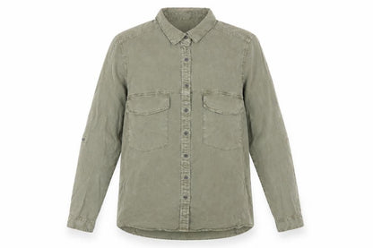 Stradivarius Womens Green Lyocell Basic Button-Up Size L Collared