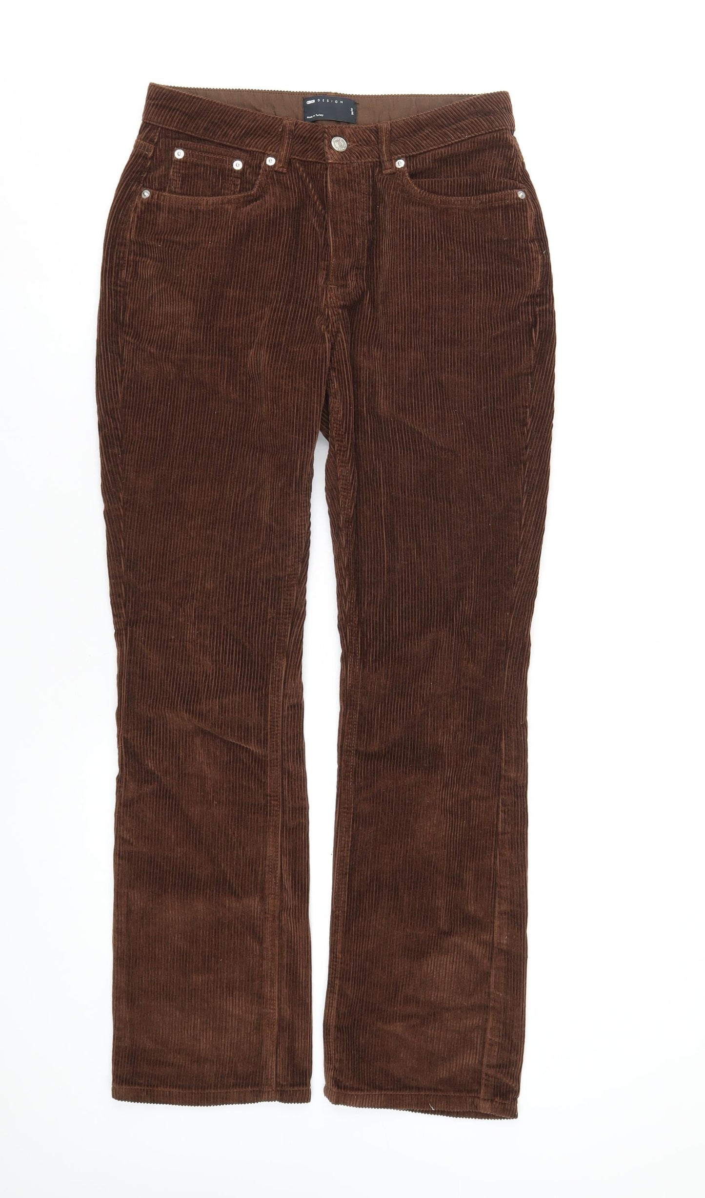 ASOS Womens Brown Cotton Trousers Size 26 in L32 in Regular Button
