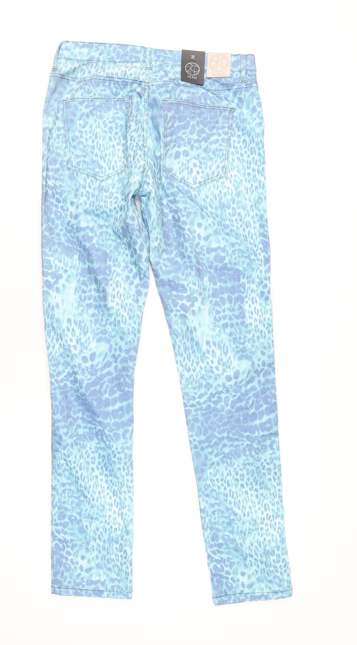 2nd One Womens Blue Animal Print Cotton Skinny Jeans Size 32 in L32 in Regular Zip