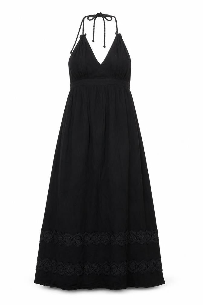 Miss Selfridge Womens Black Viscose A-Line Size 12 Halter Tie