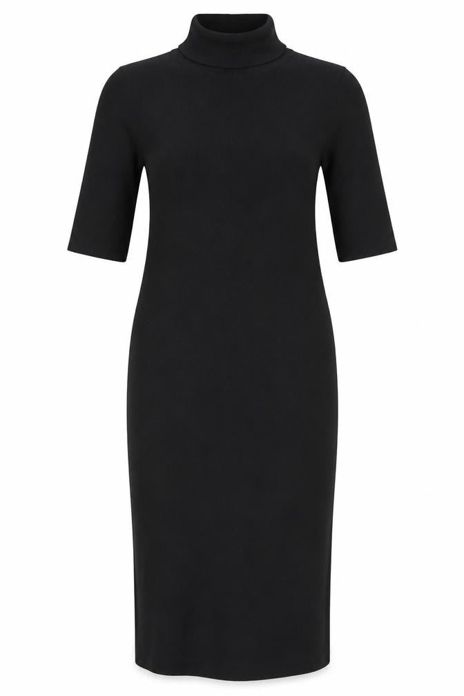 Oodji Womens Black Polyester Bodycon Size XL Roll Neck Pullover