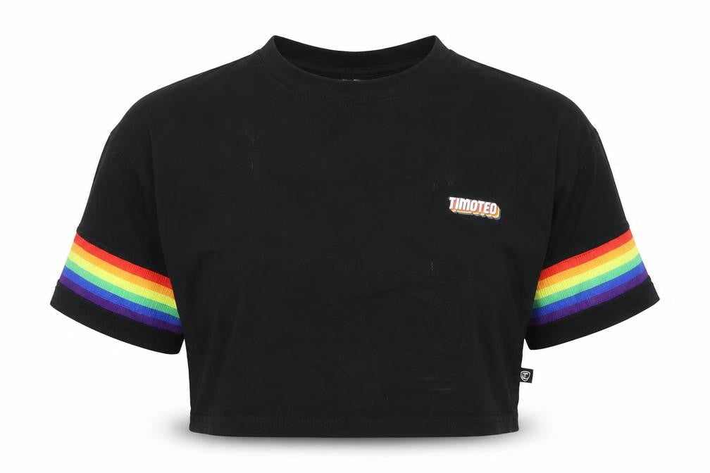 Timoteo Womens Black Modal Cropped T-Shirt Size S Round Neck