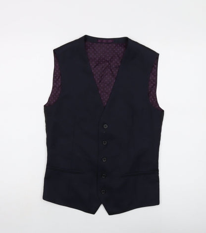 Next Mens Blue Wool Jacket Suit Waistcoat Size 36 Regular