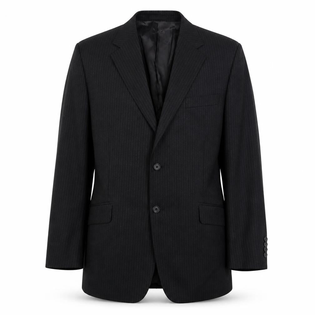 Samuel Slater Mens Black Striped Wool Jacket Suit Jacket Size 42 Regular