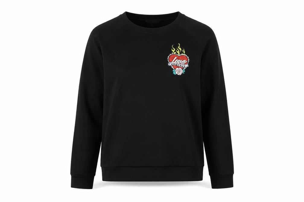 Brave Soul Womens Black Polyester Pullover Sweatshirt Size M Pullover