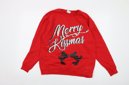 Preloved Disney Womens Red Cotton Pullover Sweatshirt Size 12 Pullover - Front