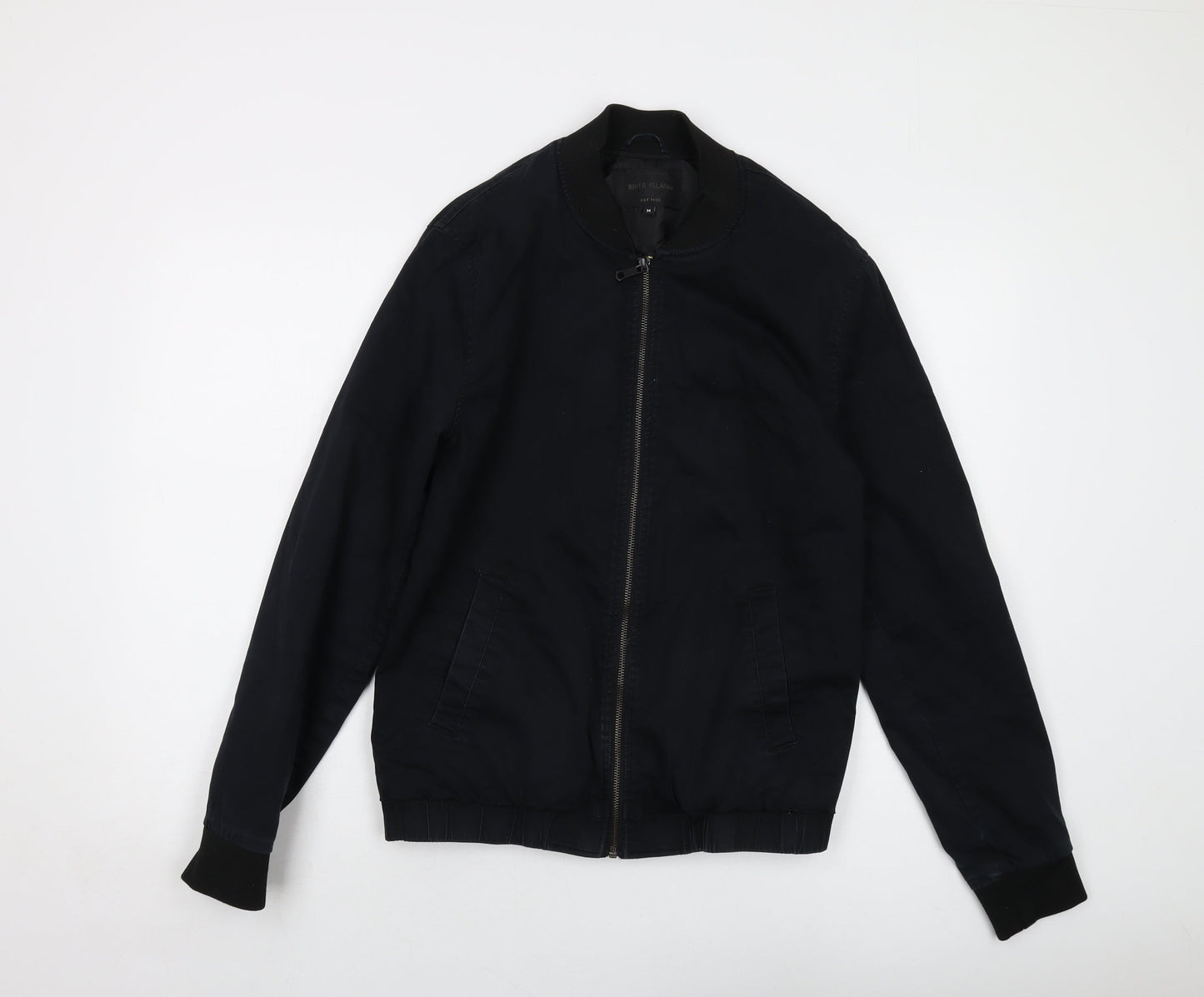 River Island Mens Black Bomber Jacket Jacket Size M Zip