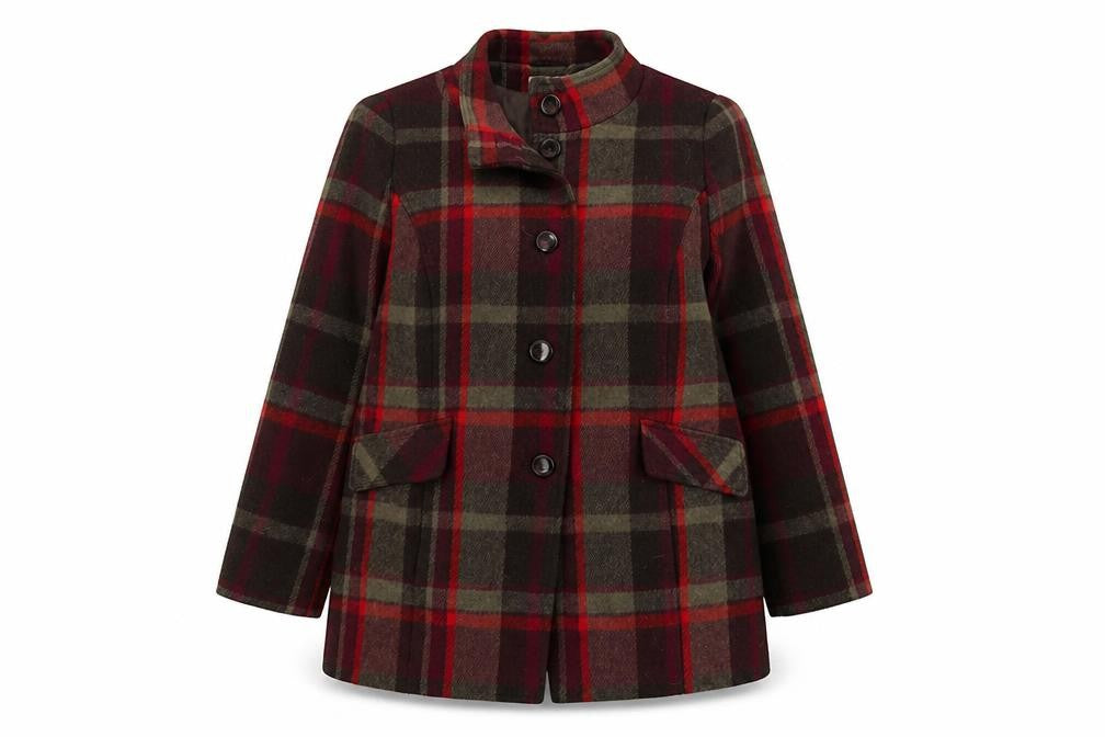 Classic Womens Multicoloured Plaid Overcoat Coat Size 18 Button