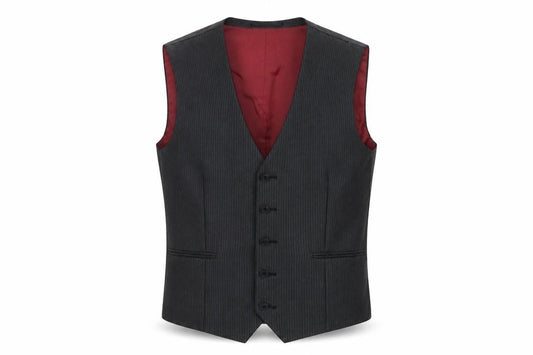 Next Mens Grey Striped Polyester Jacket Suit Waistcoat Size 34 Regular
