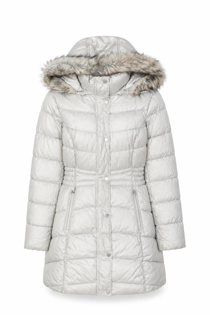 Gallery Womens Grey Quilted Coat Size M Zip