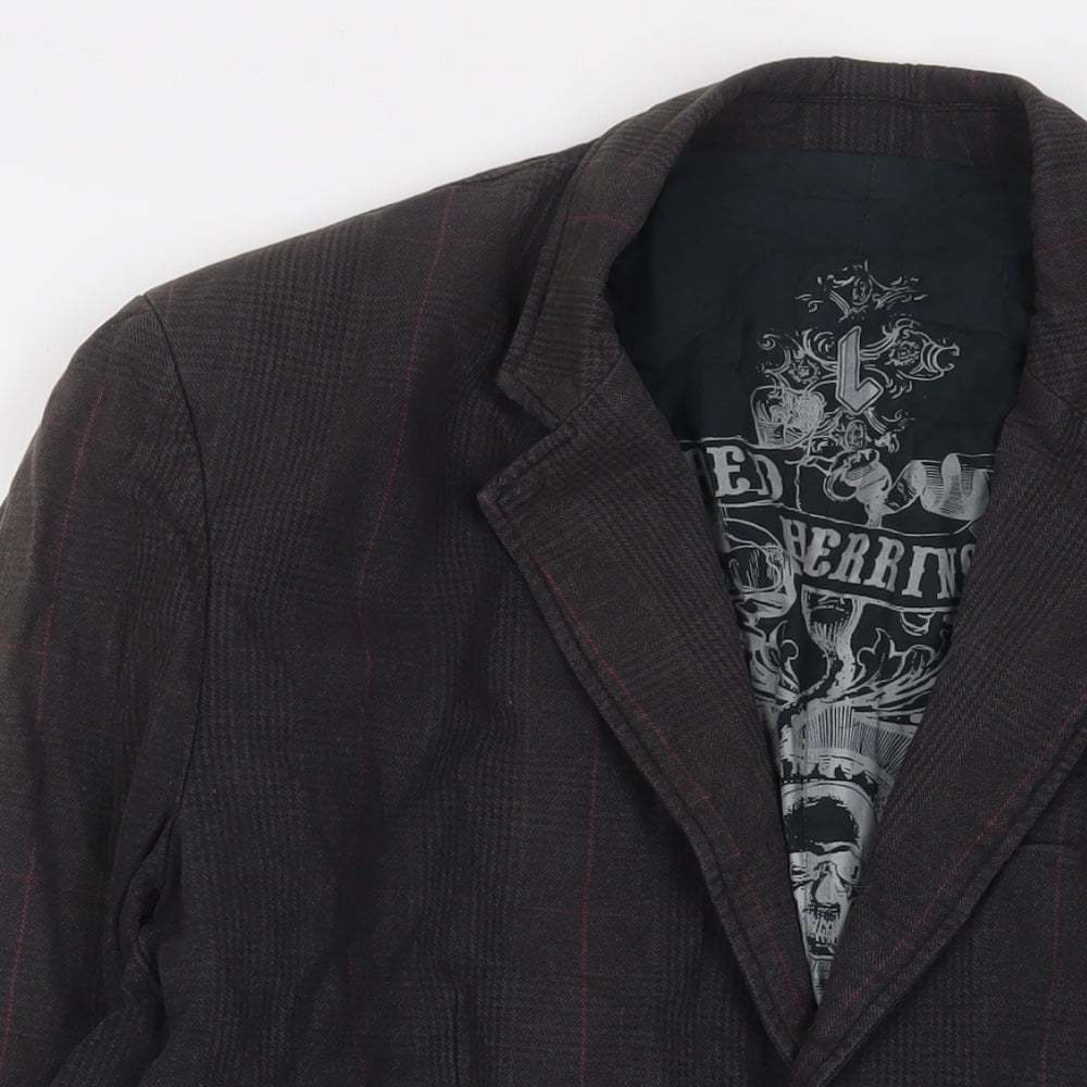 Debenhams Mens Brown Plaid Jacket Blazer Size L Button