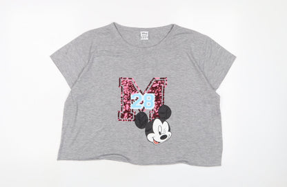 Preloved Disney Womens Grey Polyester Cropped T-Shirt Size 20 Collared - Minnie Mouse - Front