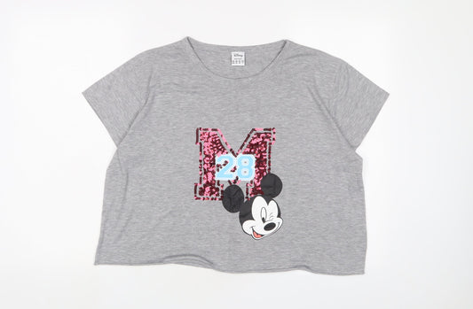 Disney Womens Grey Polyester Cropped T-Shirt Size 20 Collared - Minnie Mouse