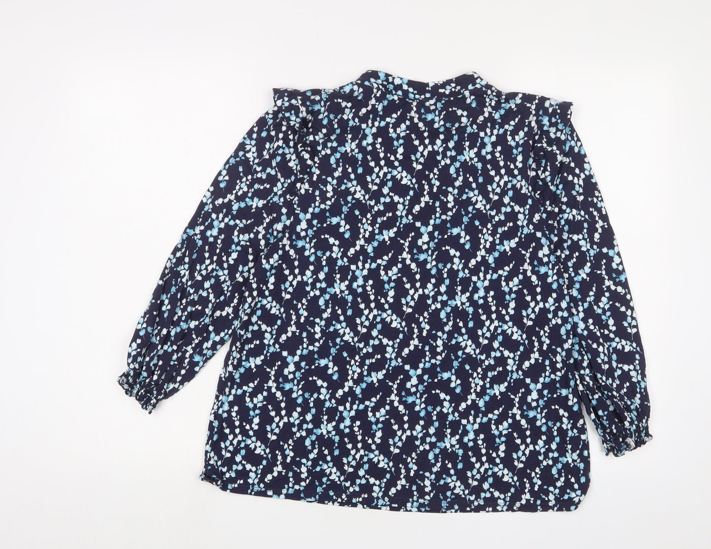 Phase Eight Womens Blue Geometric Polyester Basic Blouse Size 12 Collared