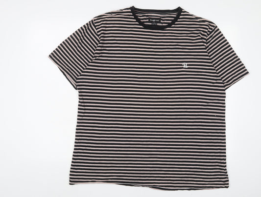 Barney Cools Mens Multicoloured Striped Cotton T-Shirt Size XL Crew Neck - Logo, Embroidered