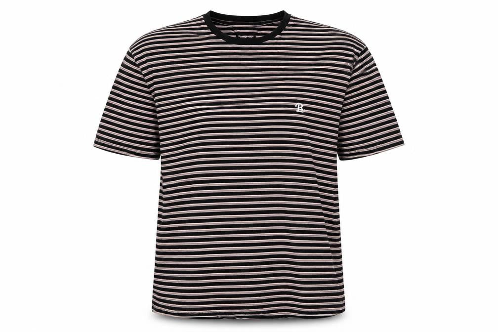 Barney Cools Mens Multicoloured Striped Cotton T-Shirt Size XL Crew Neck - Logo, Embroidered