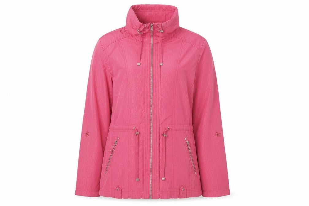 EWM Womens Pink Animal Print Jacket Size 12 Zip