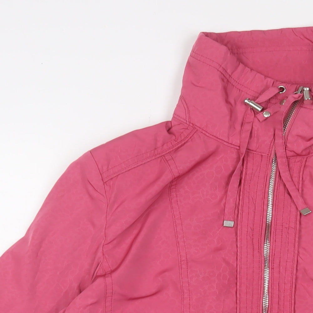 EWM Womens Pink Animal Print Jacket Size 12 Zip