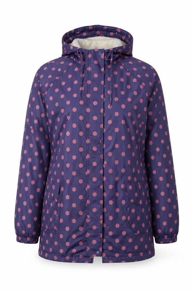 Cotton Traders Womens Purple Polka Dot Jacket Size 12 Zip
