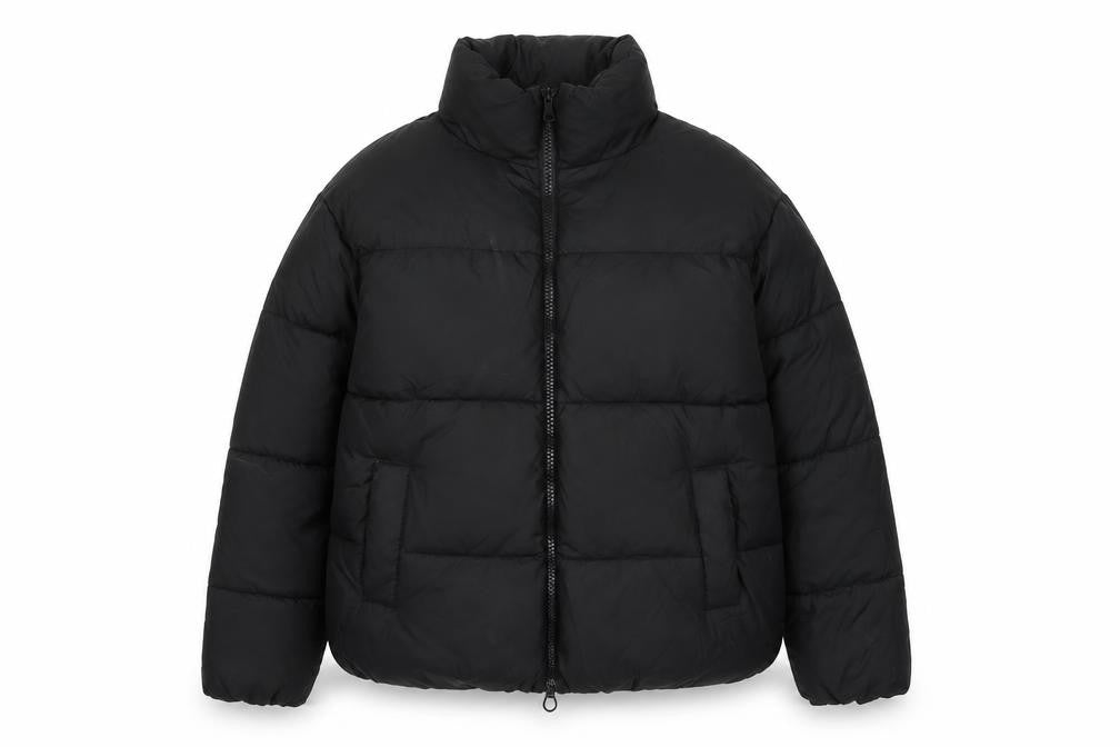 Topshop Womens Black Quilted Coat Size 12 Zip