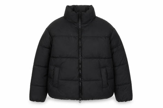 Topshop Womens Black Quilted Coat Size 12 Zip