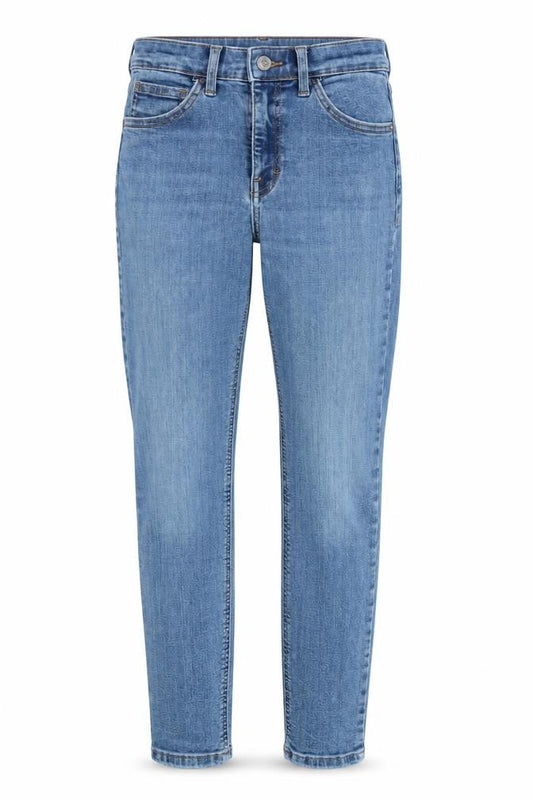 Topshop Womens Blue Cotton Blend Tapered Jeans Size 28 in L32 in Regular Zip