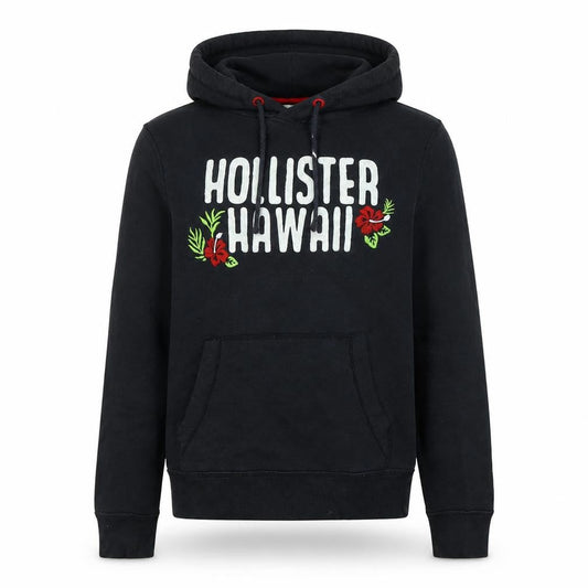 Hollister Mens Black Polyester Pullover Hoodie Size L - Logo - Hollister Hawaii