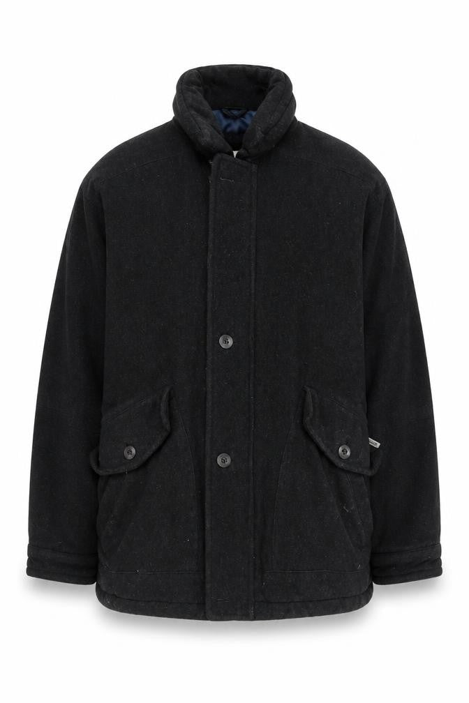 John Slim Mens Black Overcoat Coat Size 44 Zip