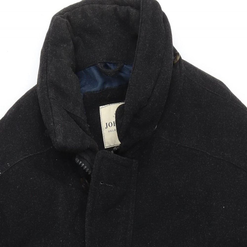 John Slim Mens Black Overcoat Coat Size 44 Zip