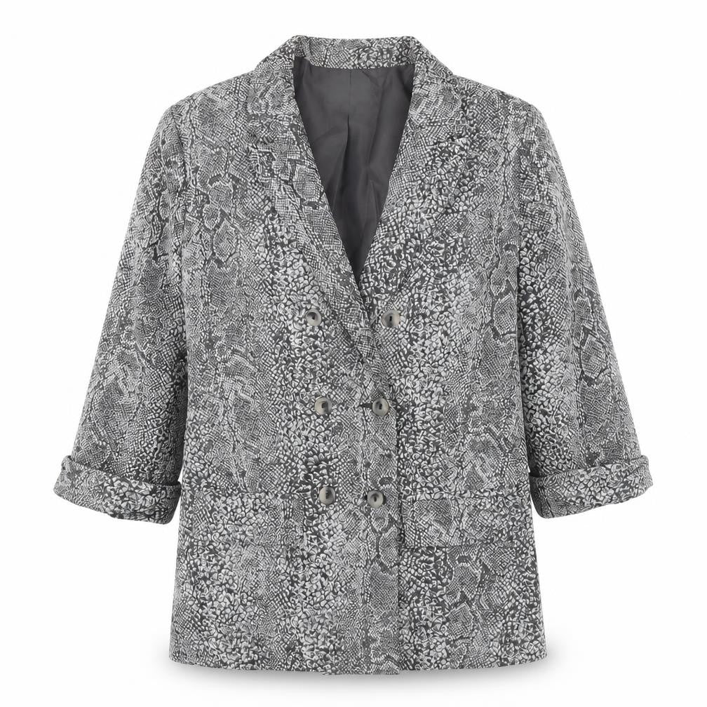 Topshop Womens Grey Animal Print Jacket Blazer Size 8 Button