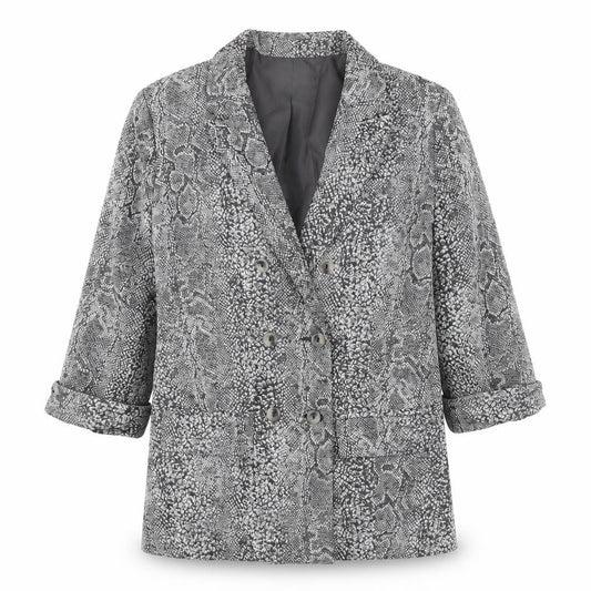 Topshop Womens Grey Animal Print Jacket Blazer Size 8 Button