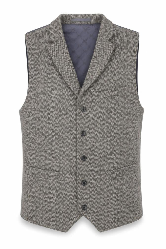 Hammond & CO Mens Brown Herringbone Wool Jacket Suit Waistcoat Size 38 Regular