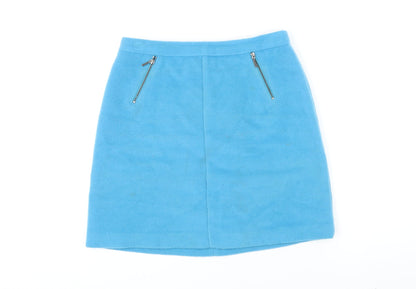 Marks & Spencer Womens Blue Polyester Mini Skirt Size 10 Tie