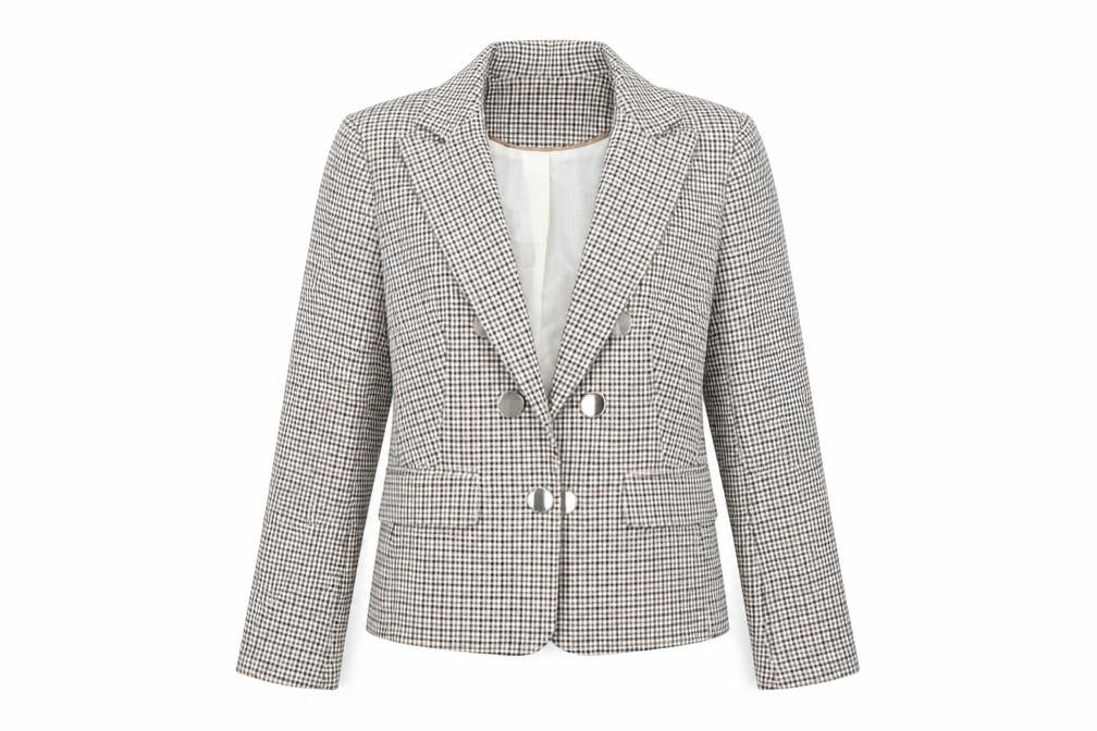 Miss Selfridge Womens Brown Check Jacket Blazer Size 6 Hook & Eye